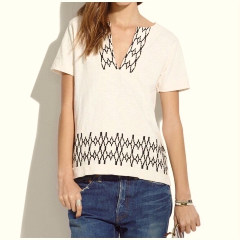 MADEWELL Embroidered Box Stitch Slub Top Tee
